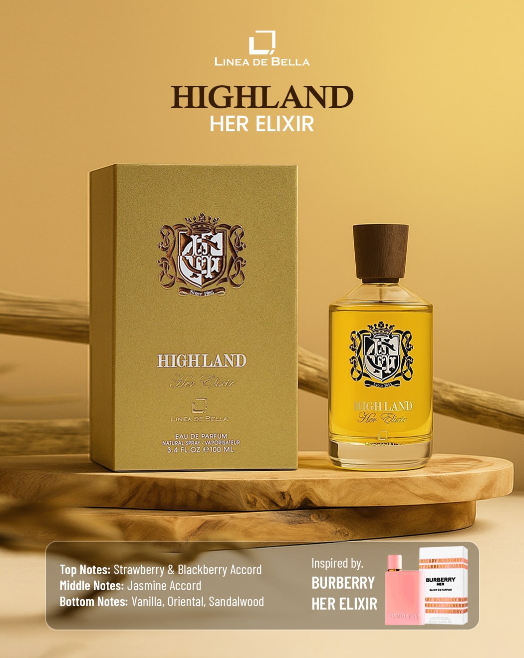 HIGHLAND HER ELIXIR EAU DE PARFUM 100ML LONG LASTING WOMEN’S PERFUME WITH FRUITY, FLORAL & VANILLA NOTES