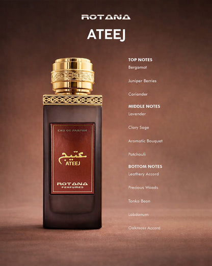 ROTANA ATEEJ EAU DE PARFUM ARABIC UNISEX AROMATIC LONG-LASTING SCENT 100ML