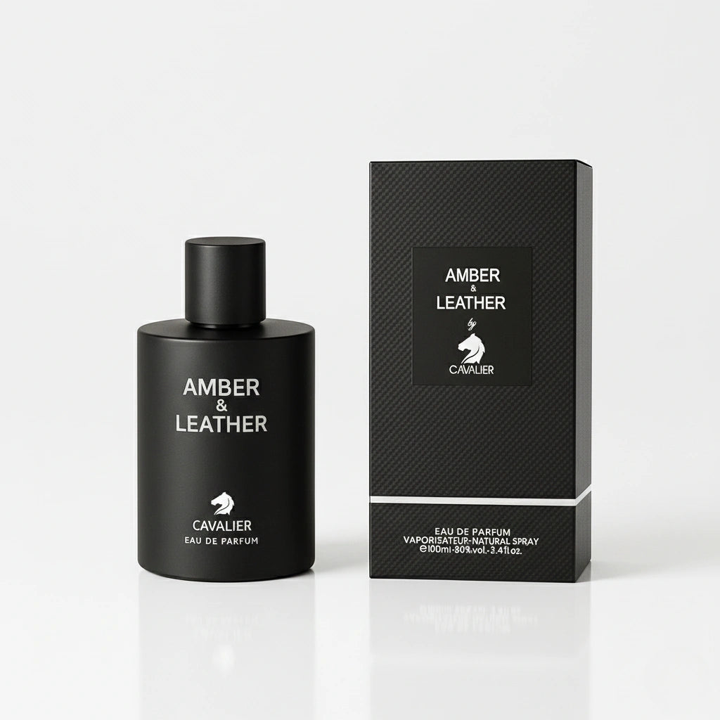 Amber & Leather Eau de Parfum – Luxury Leather Fragrance for Men | Long-Lasting Amber Leather Perfume | Smoky Leather Perfume | Men's Luxury Cologne | Bold Black Leather Amber Woody Scent 100ml