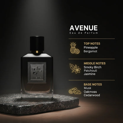 Avenue Eau de Parfum – Bold Fruity Woody Perfume for Men | Long-Lasting Pineapple Fragrance | Smoky Woody Fragrance | Men's Luxury Cologne | Powerful Birch Patchouli Scent 100ml