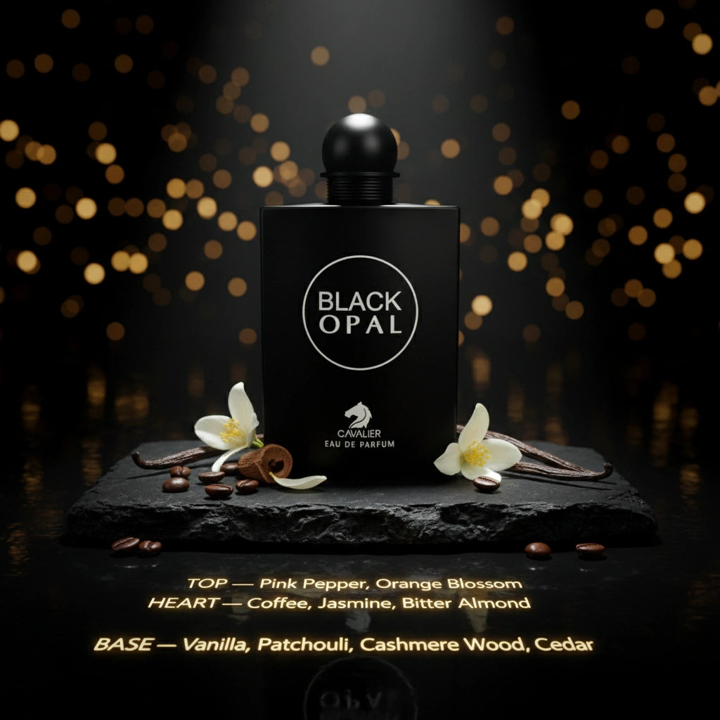 Black Opal Eau de Parfum – Sweet Vanilla Fragrance for Women | Long-Lasting Coffee Vanilla Perfume | Gourmand Floral Perfume | Women's Luxury Perfume | Bold Coffee Jasmine Vanilla Scent 100ml