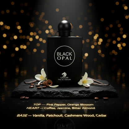 Black Opal Eau de Parfum – Sweet Vanilla Fragrance for Women | Long-Lasting Coffee Vanilla Perfume | Gourmand Floral Perfume | Women's Luxury Perfume | Bold Coffee Jasmine Vanilla Scent 100ml