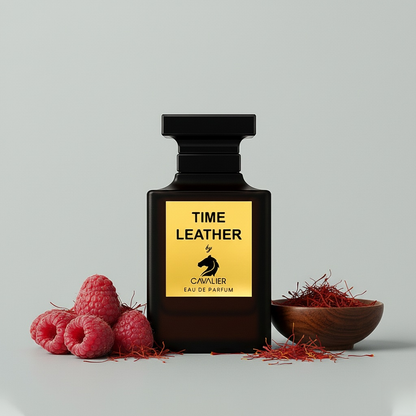 Time Leather Eau de Parfum – Bold Leather Fragrance for Men | Long-Lasting Smoky Leather Perfume | Luxury Leather Cologne | Men's Luxury Cologne | Intense Saffron Raspberry Suede Incense Scent 100ml