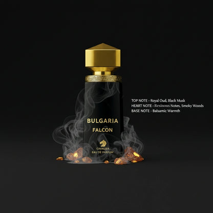 Bulgaria Falcon Eau de Parfum – Oriental Woody Fragrance for Men | Long-Lasting Oud Musk Perfume | Smoky Woody Perfume | Majestic Royal Oud Black Musk Scent 100ml