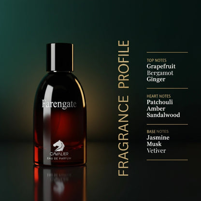 Farengate Eau de Parfum – Woody Floral Musk Fragrance for Men | Long-Lasting Aromatic Perfume | Rich Amber Woody Perfume | Men's Luxury Cologne | Bold Grapefruit Sandalwood Scent 100ml