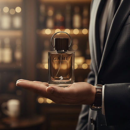 Game Pour Homme Eau de Parfum – Woody Chypre Fragrance for Men | Long-Lasting Woody Perfume | Smoky Leather Perfume | Men's Luxury Cologne | Refined Incense Cedarwood Scent 100ml