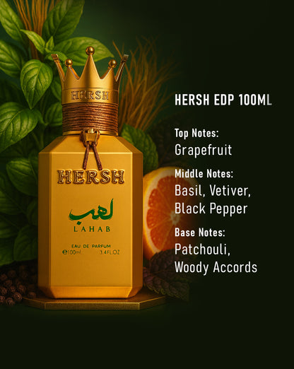 HERSH LAHAB LONG LASTING ARABIC AND MODERN TOUCH UNISEX PERFUME WITH SWEET, PUTCHOULI & GRAPEFRUIT NOTES 100ML
