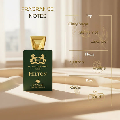 Hilton Eau de Parfum – Woody Aromatic Fragrance for Men | Long-Lasting Woody Perfume | Rich Oud Woody Perfume | Men's Luxury Cologne | Distinguished Sage Oud Scent 100ml