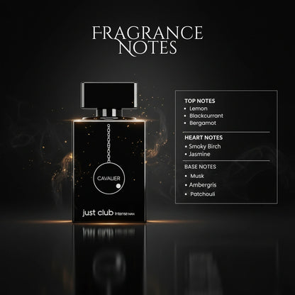 Just Club Eau de Parfum – Floral Fruity Fragrance for Men | Long-Lasting Intense Fragrance | Dark Smoky Leather Perfume | Powerful Blackcurrant Musk Scent 100ml