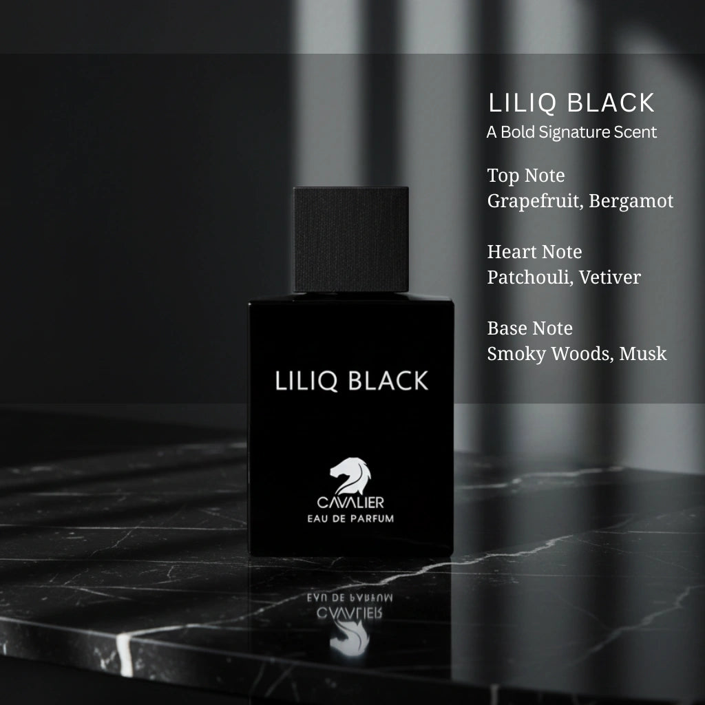 Liliq Black Eau de Parfum – Dark Woody Musk Perfume | Long-Lasting Woody Musk Fragrance | For Men | Smoky Vetiver Fragrance | Deep Woods Perfume 100ml