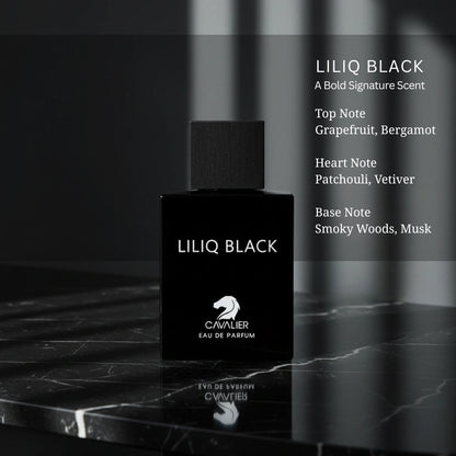 Liliq Black Eau de Parfum – Dark Woody Musk Perfume | Long-Lasting Woody Musk Fragrance | For Men | Smoky Vetiver Fragrance | Deep Woods Perfume 100ml