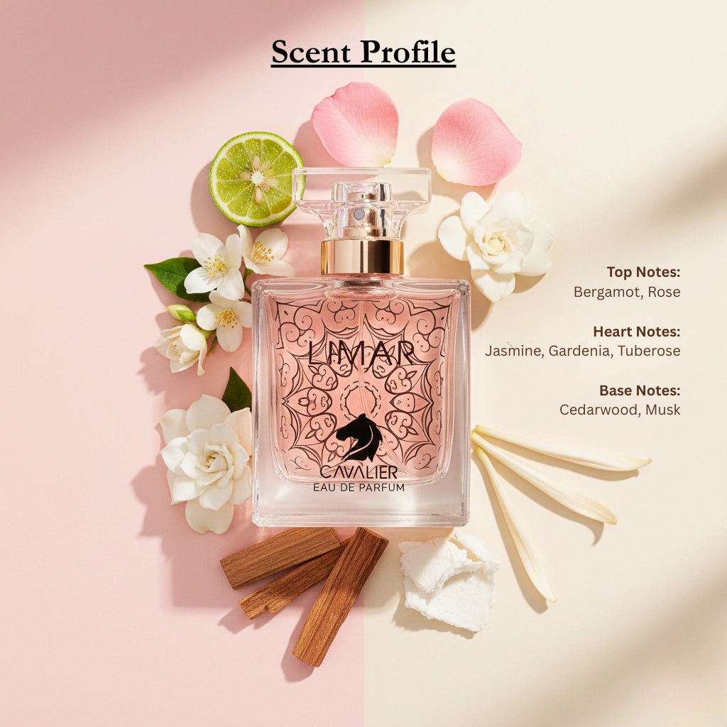 Limar Eau de Parfum – Floral Woody Musk Fragrance for Women | Long-Lasting White Floral Perfume | Romantic Cedarwood Perfume | Elegant Jasmine Gardenia Tuberose Scent 100ml
