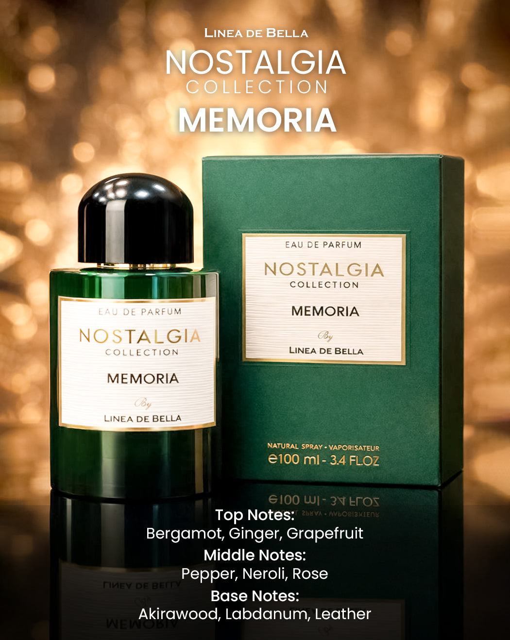 NOSTALGIA MEMORIA LONG-LASTING FRESH SPICY FLORAL PERFUME FOR MEN 100ML | WOODY LEATHER EAU DE PARFUM BY LINEA DE BELLA