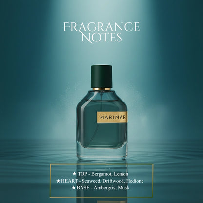 Marimare Eau de Parfum – Oceanic Aromatic Aquatic Fragrance | Long-Lasting Marine Perfume | Salty Mineral Perfume | Unisex Luxury Perfume | Seaweed Driftwood Ambergris Scent 100ml