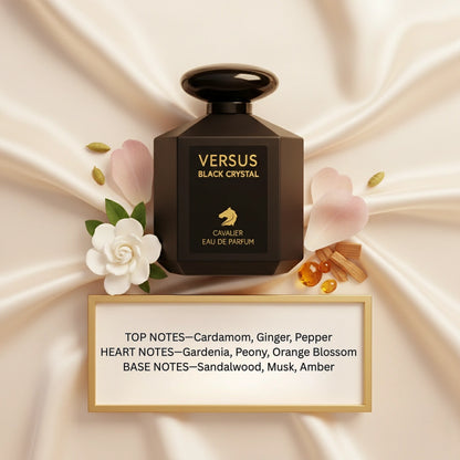 Versus Black Crystal Eau de Parfum – Mysterious Floral Fragrance for Women | Long-Lasting Exotic Floral Perfume | Sensual White Floral Perfume | Women's Luxury Perfume | Bold Gardenia Peony Amber Sandalwood Scent 100ml