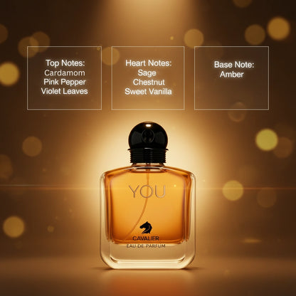 You Eau de Parfum – Bold Fougère Fragrance for Men | Long-Lasting Spicy Vanilla Perfume | Warm Amber Vanilla Perfume | Men's Luxury Cologne | Magnetic Cardamom Pepper Chestnut Scent 100ml