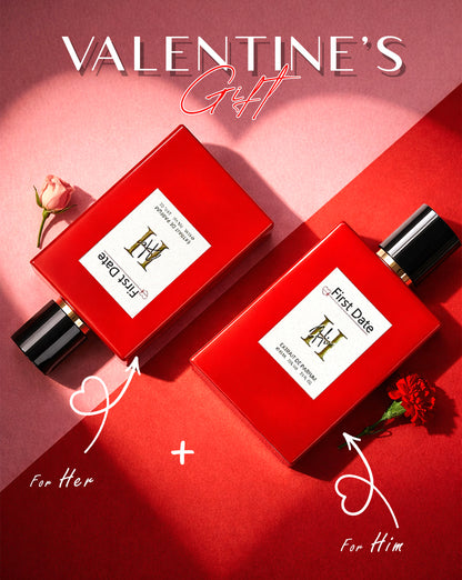 VALENTINES COMBO GIFT | FIRST DATE HIM & HER  EDP | LONG-LASTING LUXURY COUPLE PERFUME | ROMANTIC VALENTINE GIFT FOR MEN & WOMEN 85ML