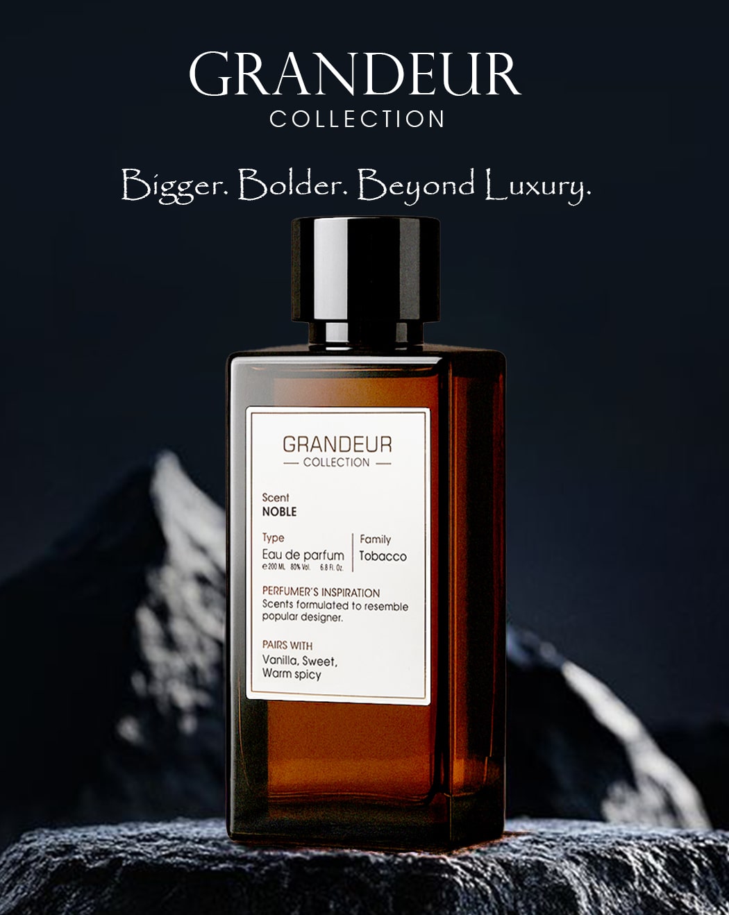 GRANDEUR NOBLE UNISEX AMBER WOODY LUXURY PERFUME EDP 200ML