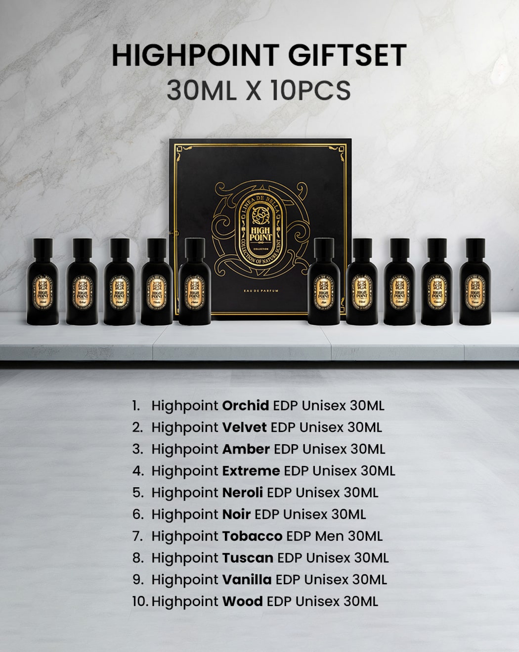 HIGHPOINT GIFTSET FOR MAN WOMAN UNISEX 10 X 30ML