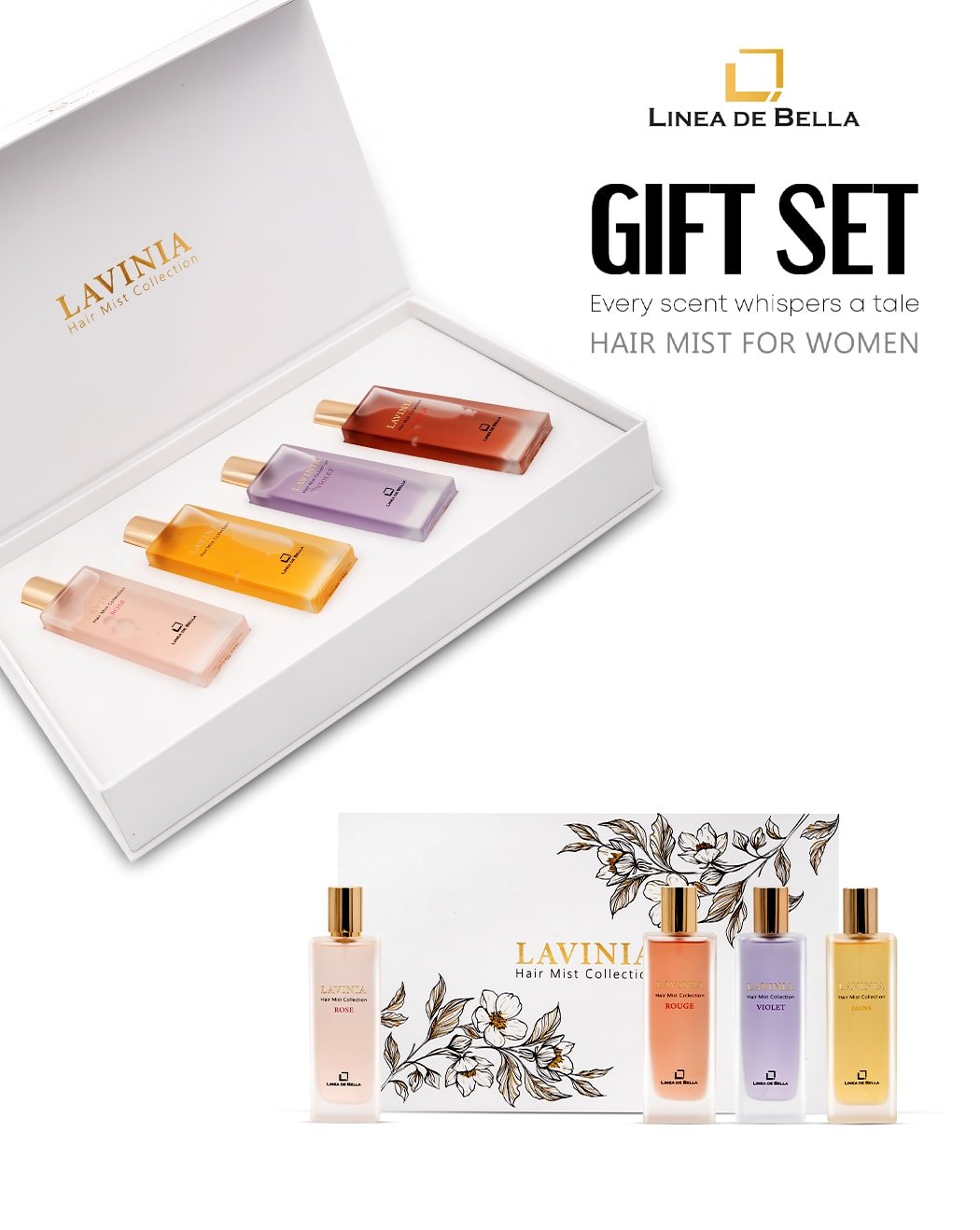 Lavinia Hair Mist Gift Set For Women - 4pcs x 50ml by Linea De Bella - product image 3