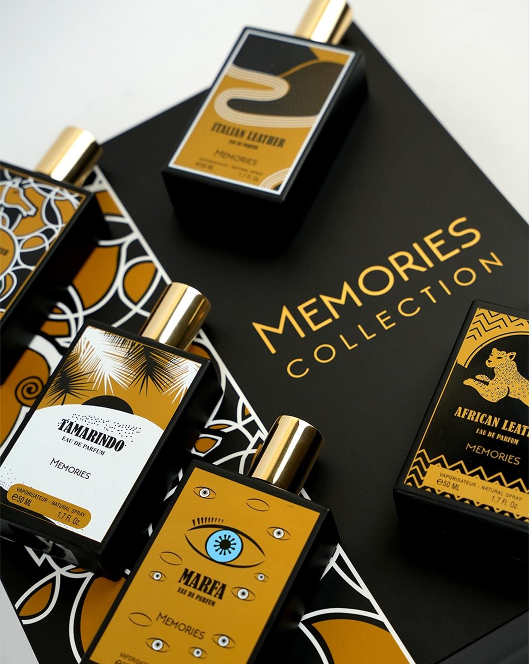 MEMORIES COLLECTION GIFT SET 5 x 50ML AFRICAN LEATHER, ITALIAN LEATHER, ARABIAN LEATHER, MARFA, TAMARINDO - Linea De Bella | Divina Perfumesperfumefragrance