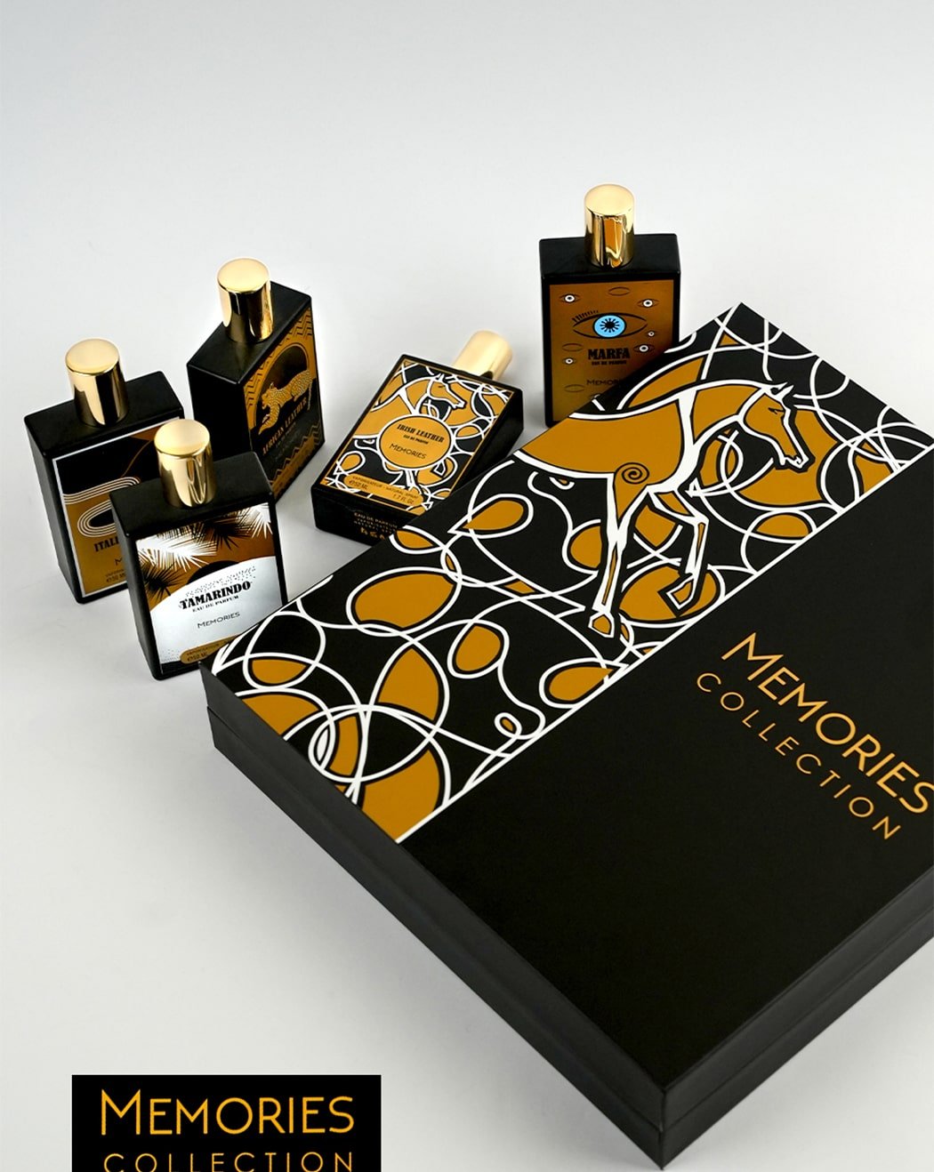 MEMORIES COLLECTION GIFT SET 5 x 50ML AFRICAN LEATHER, ITALIAN LEATHER, ARABIAN LEATHER, MARFA, TAMARINDO - Linea De Bella | Divina Perfumesperfumefragrance
