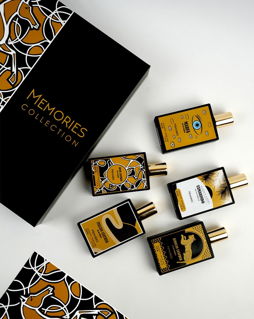 MEMORIES COLLECTION GIFT SET 5 x 50ML AFRICAN LEATHER, ITALIAN LEATHER, ARABIAN LEATHER, MARFA, TAMARINDO - Linea De Bella | Divina Perfumesperfumefragrance