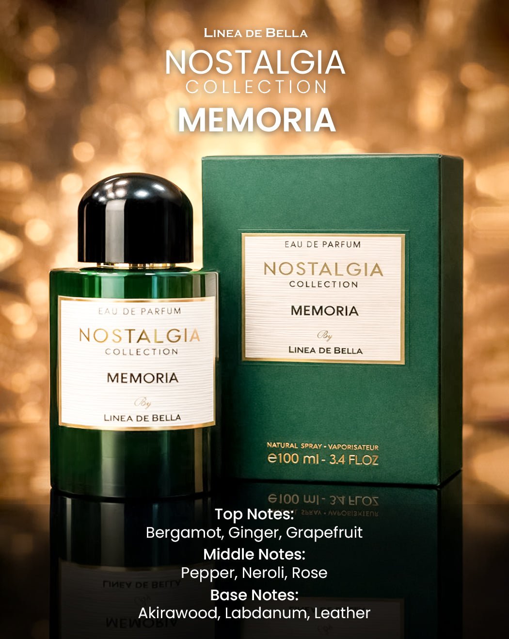 NOSTALGIA MEMORIA LONG - LASTING FRESH SPICY FLORAL PERFUME FOR MEN 100ML | WOODY LEATHER EAU DE PARFUM BY LINEA DE BELLA - Linea De Bella | Divina Perfumesperfumefragrance