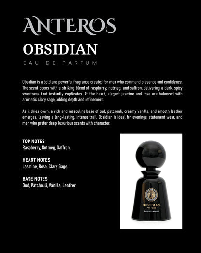 OBSIDIAN EDP LUXURY LONG LASTING OUD PERFUME FOR UNISEX | BOLD SPICY WOODY FRAGRANCE 100ML BY ANTEROS