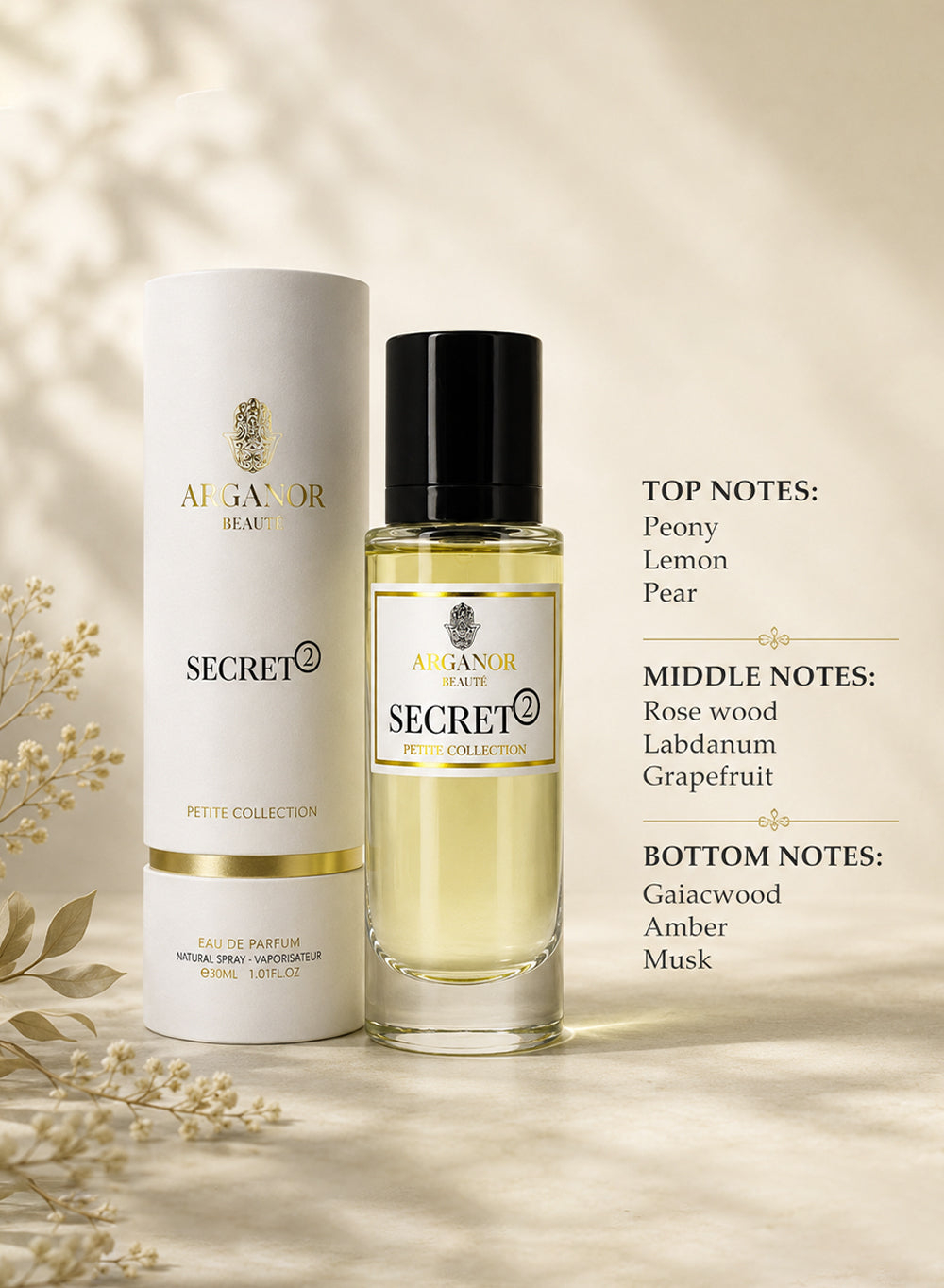 Secret No. 2 Petite Collection EDP 30ml by Arganor Beauté | Long-Lasting Floral Woody Musk Perfume for Women & Men